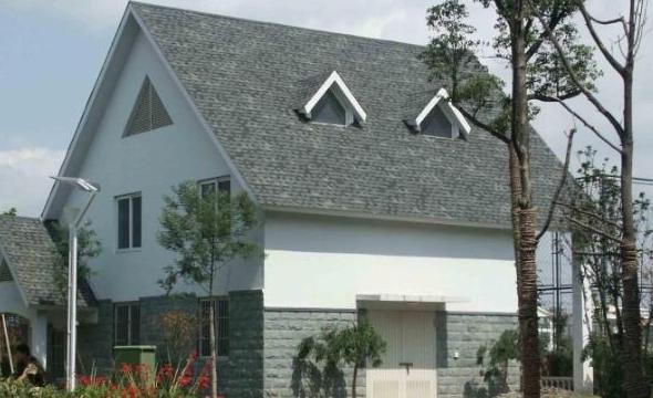 彩色玻纤胎沥青瓦建筑屋面施工展示效果图